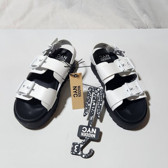 Girls NYC White & Black Sandals – Size 2 - Picture 1 of 5
